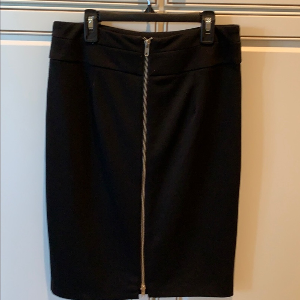 Black pencil skirt with full silver zipper in back